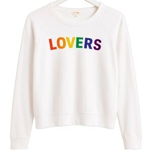 SUNDRY Graphic Sweatshirt Lovers Printed Multicolor White Terry Sporty Women Top